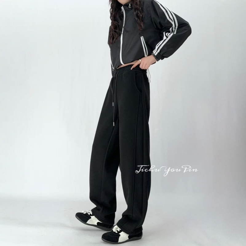 Ženske Banana pants hlače od pamuka i poliestera, unutarnji fleece podstava, visokim strukom, širokog kroja, debele za zimu