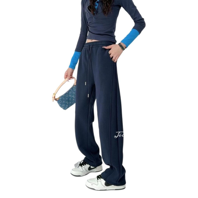 Ženske Banana pants hlače od pamuka i poliestera, unutarnji fleece podstava, visokim strukom, širokog kroja, debele za zimu