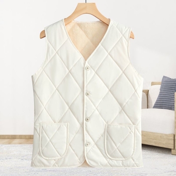 Γυναικείο Αμάνικο Γιλέκο με Φλίς Επένδυση, Γεωμετρικό Μοτίβο, Πολυεστέρας 95%+, Στρογγυλή Λαιμόκοψη, Φαρδιά Γραμμή