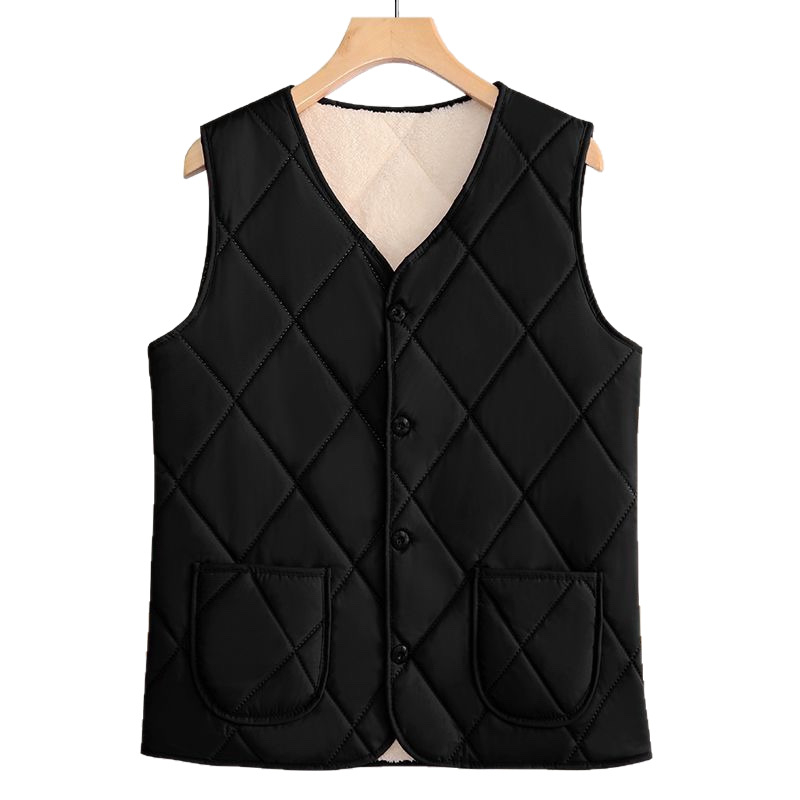 Γυναικείο Αμάνικο Γιλέκο με Φλίς Επένδυση, Γεωμετρικό Μοτίβο, Πολυεστέρας 95%+, Στρογγυλή Λαιμόκοψη, Φαρδιά Γραμμή