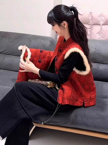 Női steppelt mellény satin anyagból, pamut töltettel, laza szabás, kerek nyak