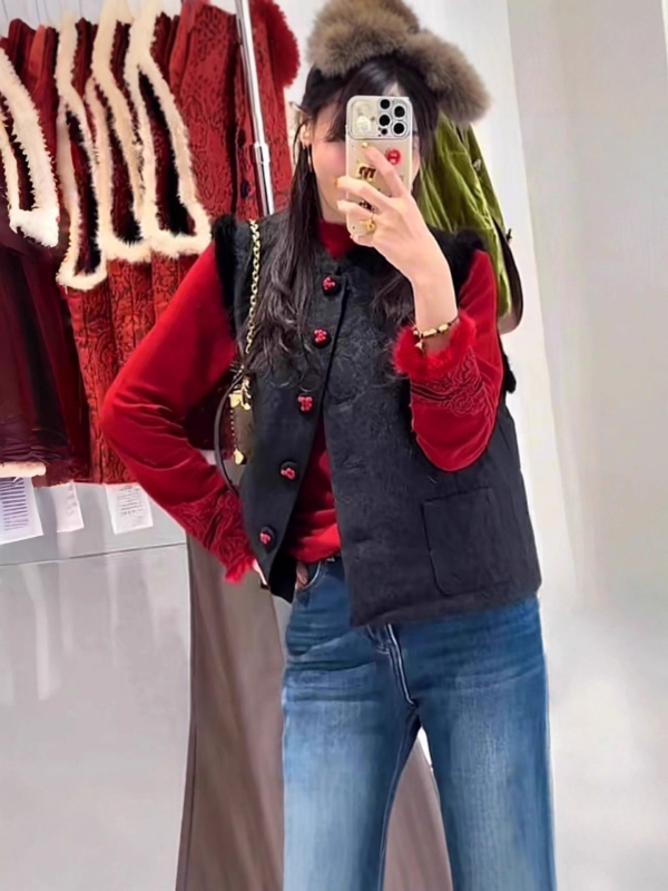 Női steppelt mellény satin anyagból, pamut töltettel, laza szabás, kerek nyak