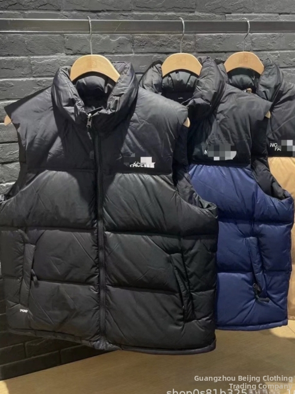 Unisex vesta s károvaným vzorom, výšivkou, bavlnená výplň, vonkajší nylon, podšívka z polyesteru