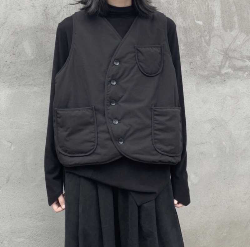 Γυναικείος quilted vest με V-λαιμόκοψη, χαλαρή εφαρμογή, φθινοπωρινό-χειμερινό μοντέλο, βαμβάκι-πολυεστέρας