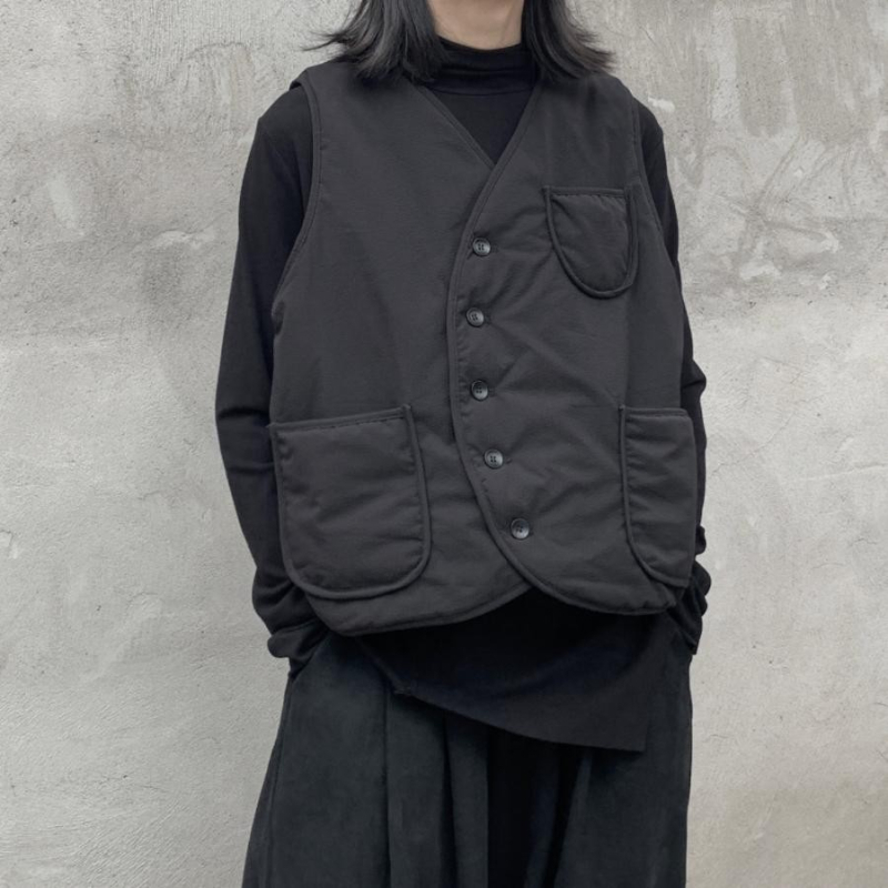 Γυναικείος quilted vest με V-λαιμόκοψη, χαλαρή εφαρμογή, φθινοπωρινό-χειμερινό μοντέλο, βαμβάκι-πολυεστέρας