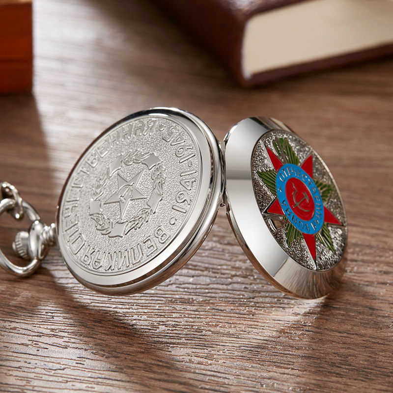 Retro kišeninis laikrodis su Dandong judėjimu, pusautomatinis mechaninis, pasaulio laikas, lydinio korpusas