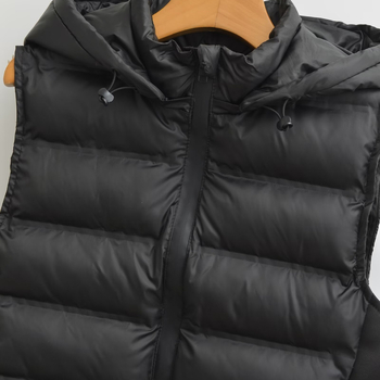 Γυναικείο γιλέκο από πολυεστέρα-βαμβάκι, με κουκούλα, χωρίς μανίκια, υψηλός forκά, αντίθεση χρωμάτων