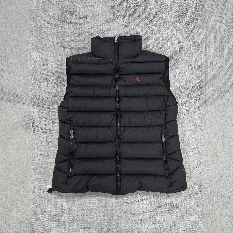 Γυναικείο βαμβακερό γιλέκο με στάντ-γιακά, κέντημα με πόνι, γέμισμα από βαμβάκι, φερμουάρ