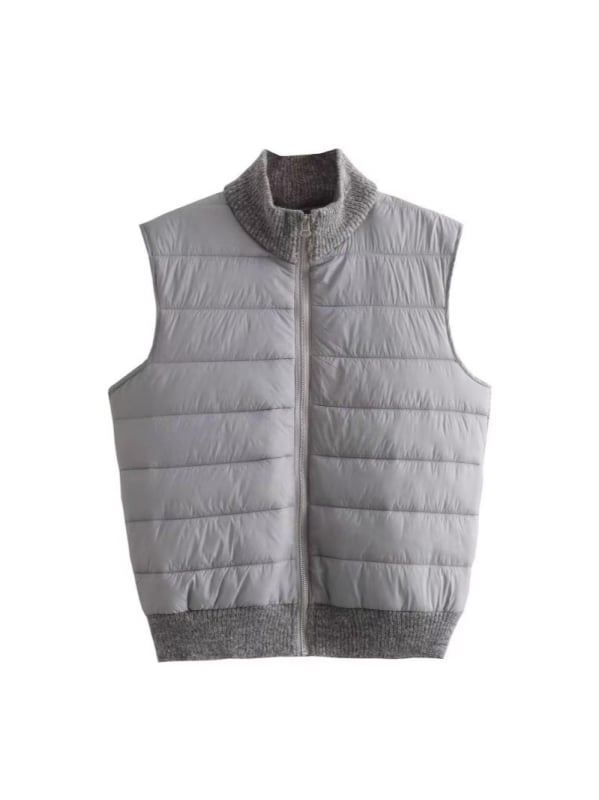 Γυναικείο γιλέκο χωρίς μανίκια σε κορεατικό στυλ για χειμώνα 2025, πολυεστέρας με γέμισμα Space cotton, φερμουάρ, ψηλό για τον λαιμό, χαλαρή γραμμή