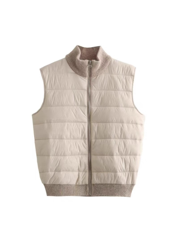 Γυναικείο γιλέκο χωρίς μανίκια σε κορεατικό στυλ για χειμώνα 2025, πολυεστέρας με γέμισμα Space cotton, φερμουάρ, ψηλό για τον λαιμό, χαλαρή γραμμή