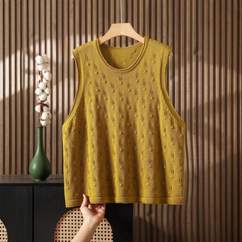 Γυναικείο πλεκτό βαμβακερό γιλέκο με στρογγυλή λαιμόκοψη • Άνοιξη-Καλοκαίρι 2025 • Εθνικό ύφος