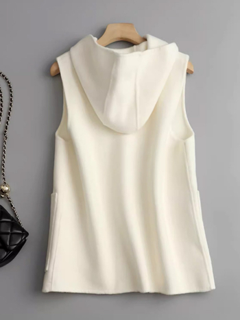 Γυναικείο γιλέκο χωρίς μανίκια με κουκούλα, διπλής όψεως, ύφασμα πολυεστέρα, γέμισμα πολυεστέρα-βαμβάκι, ρετρό στυλ