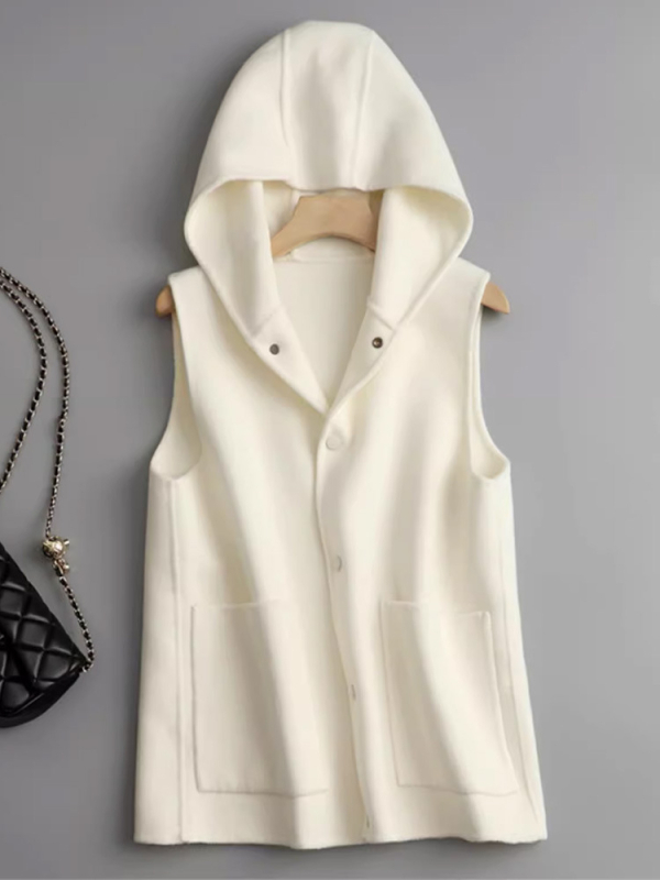 Γυναικείο γιλέκο χωρίς μανίκια με κουκούλα, διπλής όψεως, ύφασμα πολυεστέρα, γέμισμα πολυεστέρα-βαμβάκι, ρετρό στυλ