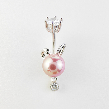 Пъпно пирсинг колче, 925 сребро, пресноводна перла вградена, LOYAL марка, животински мотив