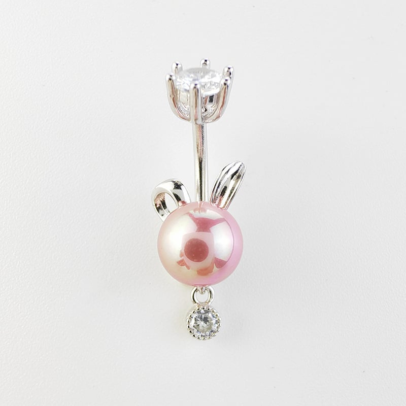 Пъпно пирсинг колче, 925 сребро, пресноводна перла вградена, LOYAL марка, животински мотив