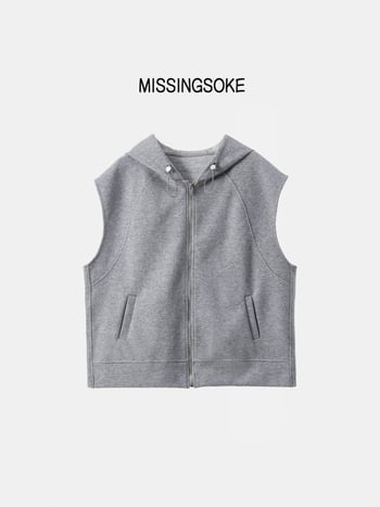 Γυναικείο γιλέκο με κουκούλα και φερμουάρ – χαλαρή καθημερινή ζalphaκετα, βαμβακο–πολυεστερική σύνθεση (50–70% βαμβάκι, 30–50% πολυεστέρας), σταθερός γιακά, φθινοπωρινή έκδοση 2025