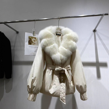 Γυναικείο παρκά με κουκούλα και γούνα ρακούν στον γιακά, παχύ ζεστό ύφασμα από βαμβάκι, κορεατικό στυλ, φθινοπωρινό-χειμερινό παλτό