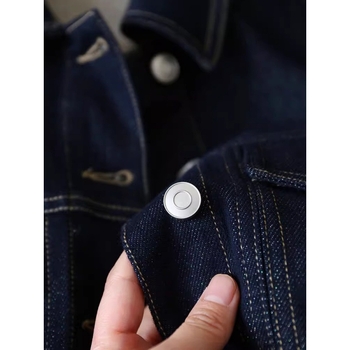 Jachetă scurtă din denim pentru femei, guler POLO, design boutique, croială lejeră, mâneci lungi, Primăvara 2024