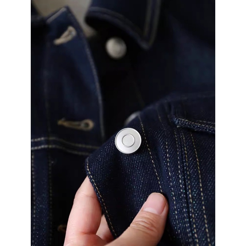 Jachetă scurtă din denim pentru femei, guler POLO, design boutique, croială lejeră, mâneci lungi, Primăvara 2024