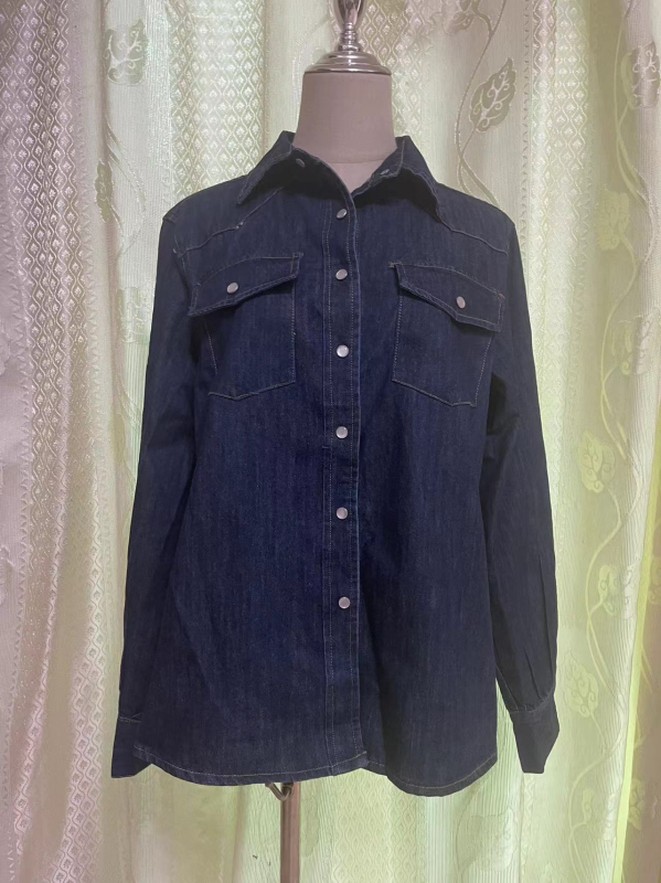Ženska denim košulja, regularni kroj, dugi rukav, poliester 50-70%, korejski stil
