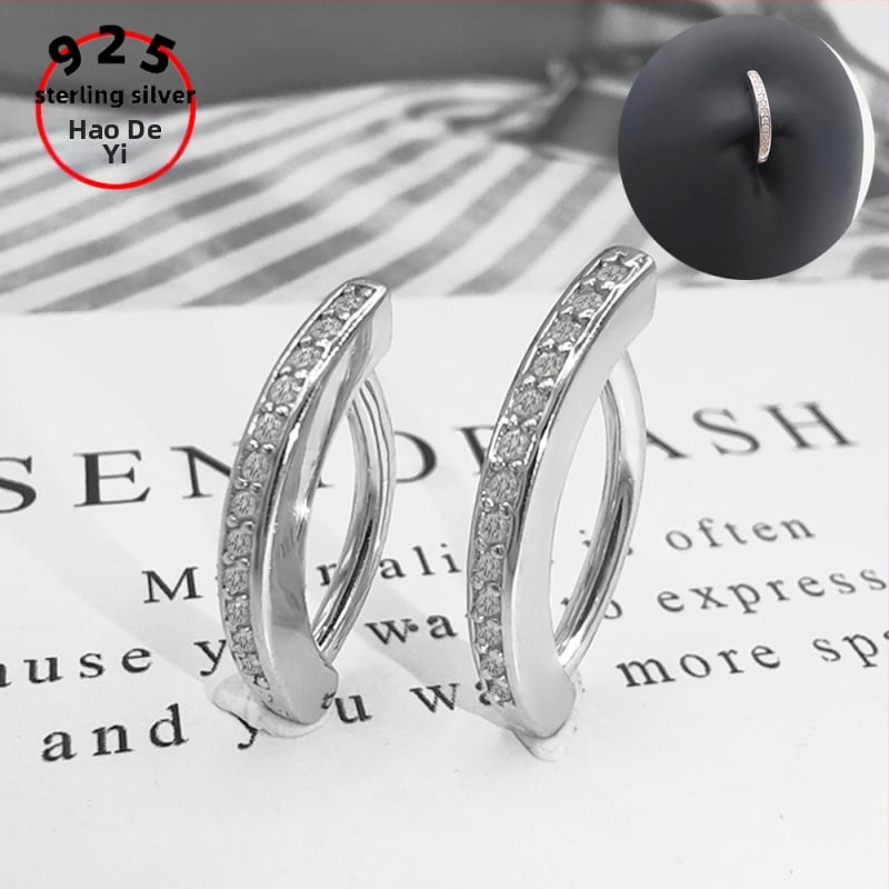 Пъпна халка от стерлингово сребро 925, унисекс геометричен дизайн, платиновано покритие