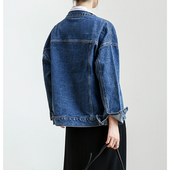 Ženska denim jakna slobodnog kroja, dugi rukavi, srednja duljina, korejskog stila casual vanjska jakna