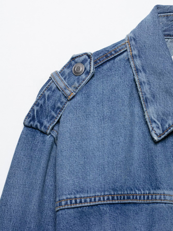 Τζιν σακάκι σε βρετανικό στυλ, μακριά μανίκια, μεσαίου μήκους (65-80 εκ.), Άνοιξη 2025