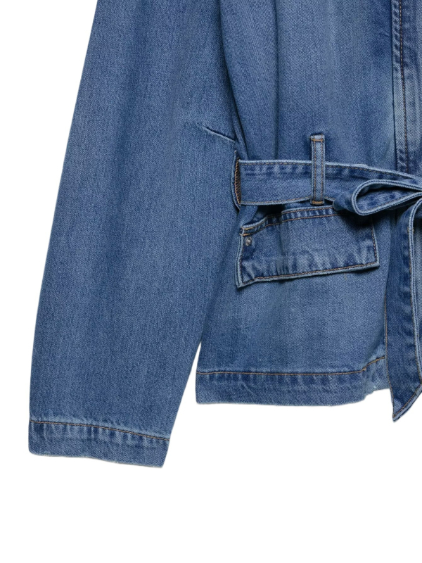 Τζιν σακάκι σε βρετανικό στυλ, μακριά μανίκια, μεσαίου μήκους (65-80 εκ.), Άνοιξη 2025