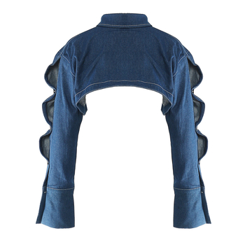 Ženska jakna od pamuka i poliestera s klasičnim ovratnikom (lapel), dugi rukavi, pile sleeve