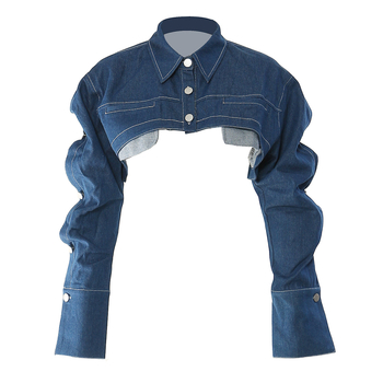 Ženska jakna od pamuka i poliestera s klasičnim ovratnikom (lapel), dugi rukavi, pile sleeve