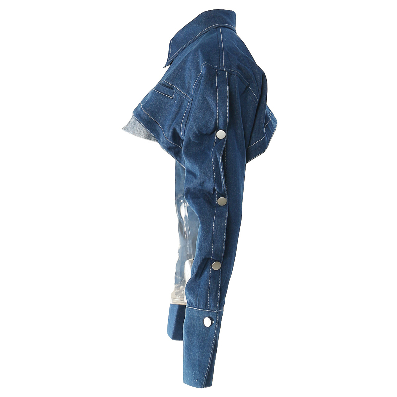 Ženska jakna od pamuka i poliestera s klasičnim ovratnikom (lapel), dugi rukavi, pile sleeve