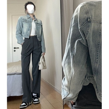 Ženska denim jakna u stilu Hongkonga, polo ovratnik, bez rukava, spandex ispod 30%, proljeće 2025