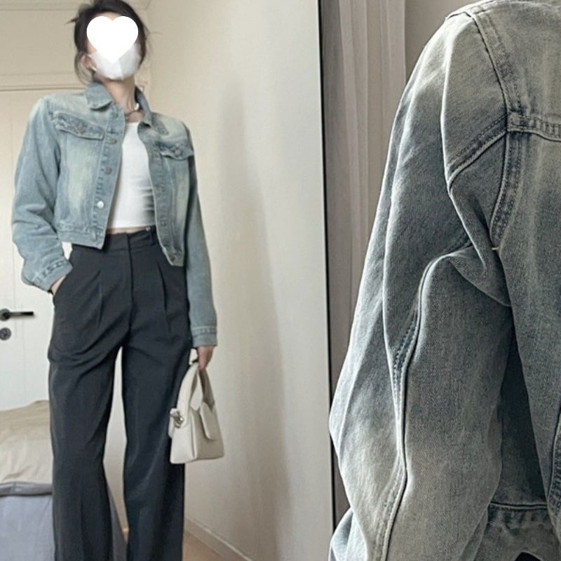 Ženska denim jakna u stilu Hongkonga, polo ovratnik, bez rukava, spandex ispod 30%, proljeće 2025