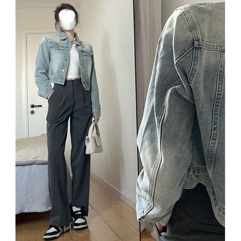 Ženska denim jakna u stilu Hongkonga, polo ovratnik, bez rukava, spandex ispod 30%, proljeće 2025