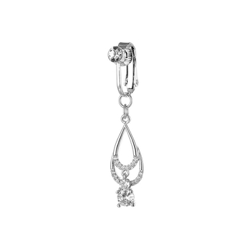 Фалшив пъпен пръстен с голям циркон във форма на водна капка, латун и бяла стомана, дизайн цветя, унисекс