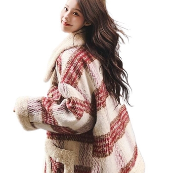 Εξωτερικό ρούχο εγκύου φθινοπωρινό-χειμερινό, συνθετικές ίνες, καρό μοτίβο, κολάρο τύπου Doll, μανίκια 3/4, ρετρό στυλ