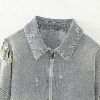 Poliesterska kratka jakna s dugim rukavima, rever, street hipster stil, duljina 50–65 cm