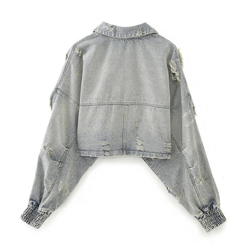 Poliesterska kratka jakna s dugim rukavima, rever, street hipster stil, duljina 50–65 cm