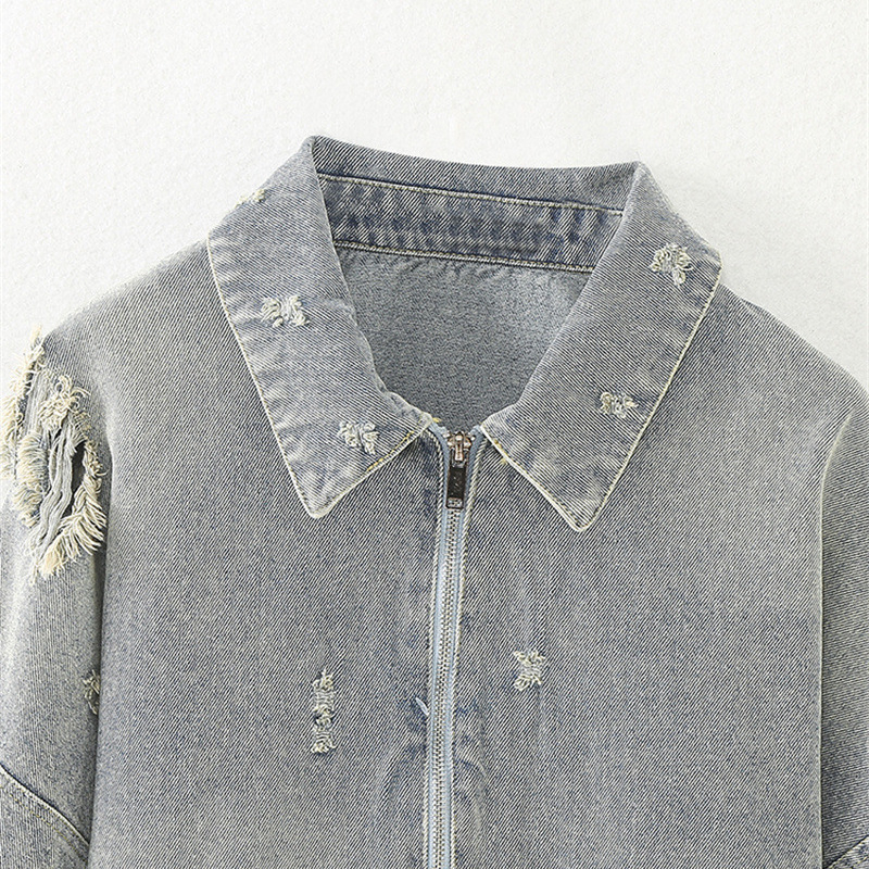 Poliesterska kratka jakna s dugim rukavima, rever, street hipster stil, duljina 50–65 cm