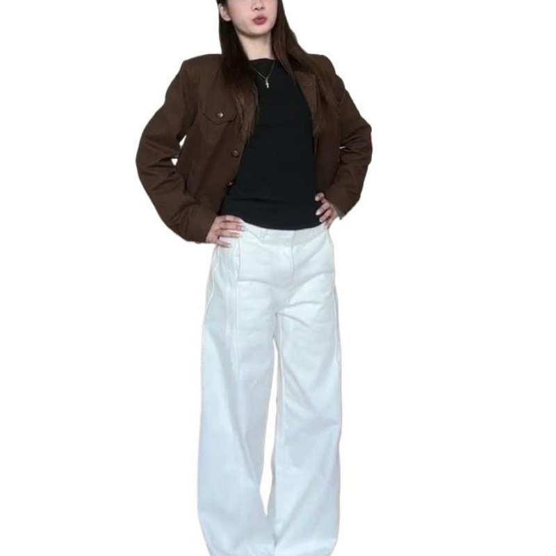 Kratka jakna s polo ovratnikom, chenille tkanina, dugi rukavi, jesen 2025, stil Royal Sister.