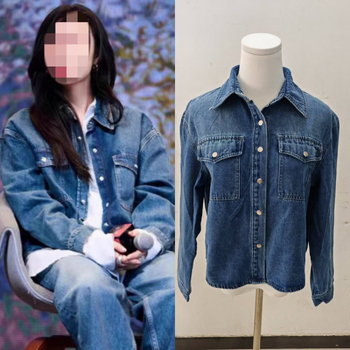 Plava denim košuljno-jakna inspirirana stilom Ni Ni, opušteni retro casual kroj, dugi rukavi