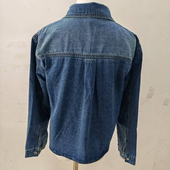 Plava denim košuljno-jakna inspirirana stilom Ni Ni, opušteni retro casual kroj, dugi rukavi