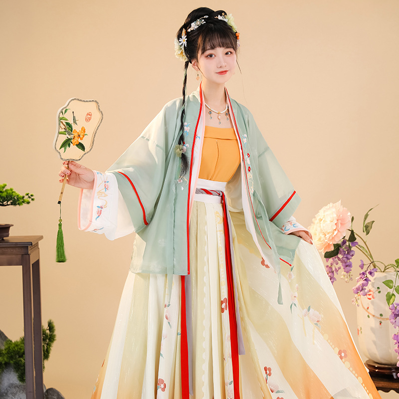 Hanfu tops dinastijas Song stilā, kaņepju maisījuma audums ar elastānu, digitālā druka, vasara, piemērots Hanfu pasākumiem