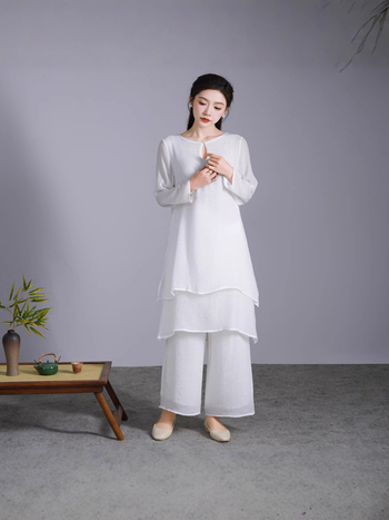 Sieviešu ķīniešu stila jogas komplekts meditācijai, Taiji un deju izpildēm (klases apģērbs) — Audums: viskozes šķiedra; Galvenā auduma sastāva daļa: 70–80%; Produkta kods: Cm9372040035; Pavasaris 2025