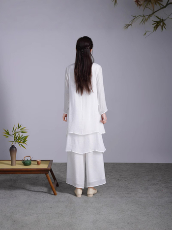 Sieviešu ķīniešu stila jogas komplekts meditācijai, Taiji un deju izpildēm (klases apģērbs) — Audums: viskozes šķiedra; Galvenā auduma sastāva daļa: 70–80%; Produkta kods: Cm9372040035; Pavasaris 2025