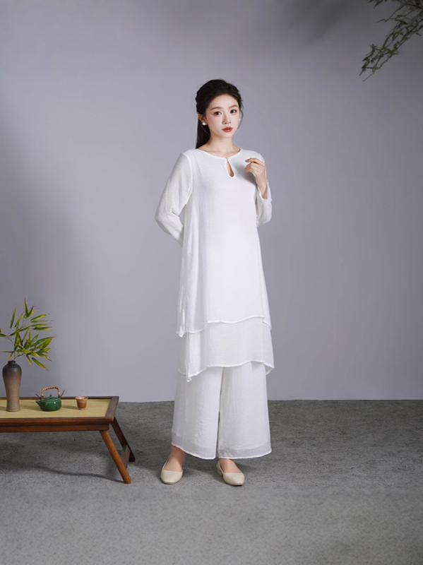 Sieviešu ķīniešu stila jogas komplekts meditācijai, Taiji un deju izpildēm (klases apģērbs) — Audums: viskozes šķiedra; Galvenā auduma sastāva daļa: 70–80%; Produkta kods: Cm9372040035; Pavasaris 2025