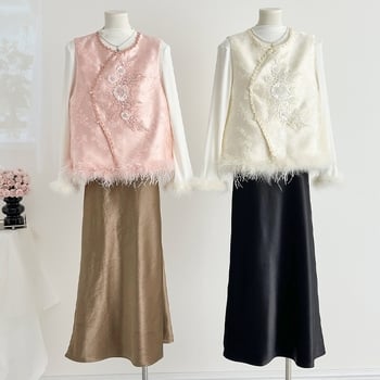 Жилет в нов китайски стил, смес памук и полиестер, основна материя полиестер, съдържание полиестер под 30%, универсален модел