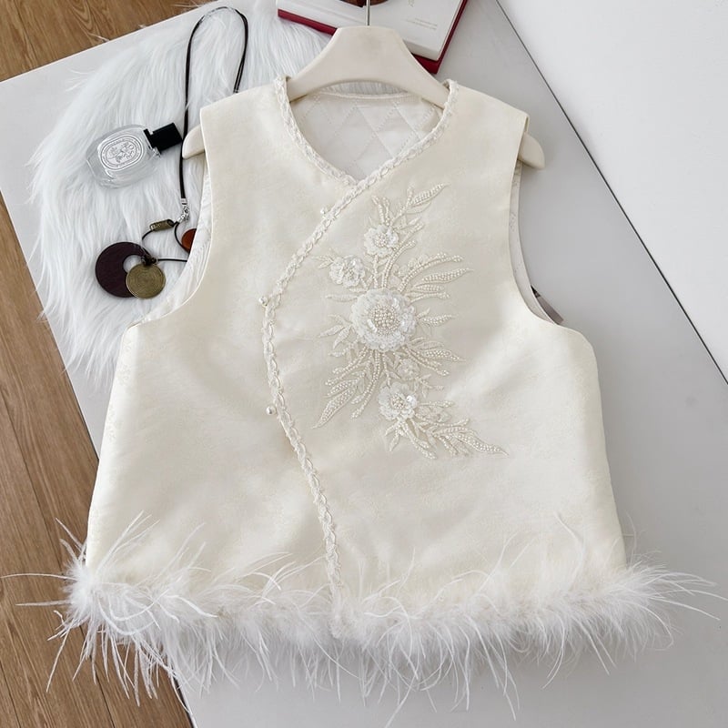 Жилет в нов китайски стил, смес памук и полиестер, основна материя полиестер, съдържание полиестер под 30%, универсален модел