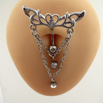 Пъпно пирсинг: висулка със сърце и криле на верижка — меден, геометрична форма, стил натурален и женствен, електроплатиране