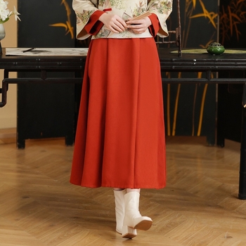 Top inspiriran Cheongsam s Han elementima, stil Republike Kine, jesen-zimska odjeća za čajnu ceremoniju, mješavina pamuka i poliestera, glavna tkanina: poliester, udjel glavne tkanine <30%